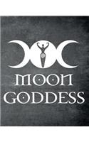 Moon Goddess: Triple Moon Goddess Witch Wiccan Journal, 150 Dot Grid Pages (8 x 10) Blank Notebook with 1/4 inch Dotted Paper