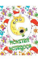 G Monster Notebook: Kids Monogrammed Journal and Doodle Book