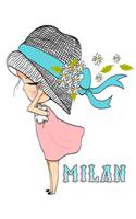 Milan: Personalized Book with Name, Notebook, Journal, Diary, 105 Lined Pages, 8 1/2" x 11"