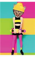 Bullet Journal: Retro Skater Cat: Large Dot Grid Notebook - Retro Style(1 Gifts for Cat Lovers)