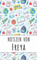 Notizen von Freya: Liniertes Notizbuch für deinen personalisierten Vornamen