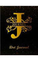 Journey Dot Journal: Letter J Personalized First Name Personal Dotted Bullet Grid Writing Notebook Black Gold Glittery Space Effect Cover Daily Diaries for Journalists &
