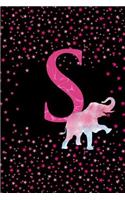 S: Letter S Monogram Watercolor Elephant Notebook & Journal