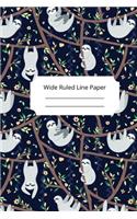 Cute Sleep Sloth Theme Wide Ruled Line Paper