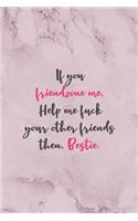 If You Friendzone Me, Help Me fuck Your Other Friends Then. Bestie.: All Purpose 6x9" Blank Lined Notebook Journal Way Better Than A Card Trendy Unique Gift Marble Rose Dating