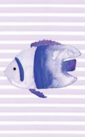 Ocean Fish Watercolor Stripe Journal: Blank Daily Writing Notebook Diary with Ruled Lines (Coastal Beaches & Nautical)