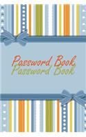 Password Book: Blue Background with Stripes and Ribbon