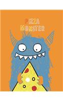 Pizza monster: Pizza monster on yellow cover (8.5 x 11) inches 110 pages, Blank Unlined Paper for Sketching, Drawing, Whiting, Journaling & Doodling(6 Pizza Monster on Yellow Sketchbook)