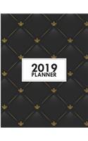 2019 Planner: 8.5x11 Black Upholstery Weekly 2019 Planner Yearly Agenda (1 January - 31 December 2019 )