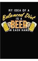 My Idea Of A Balanced Diet Is A Beer In Each Hand: 6x9 110 lined blank Notebook Inspirational Journal Travel Note Pad Motivational Quote Collection