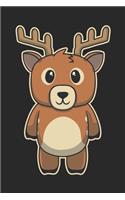 Notebook: 109 pages A5 ( 6x9 inch) - Lined - Great gift for kids and friends - A great gift idea for the first day of school - Cute funny Reindeer