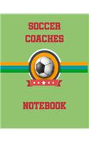 Soccer Coaches Notebook: A Coaching Journal with Undated Monthly Calendars, Goals, Month in Review, Player Roster, Game Stats, Field Pages, and Lined Notes-Ball with 3 Strip