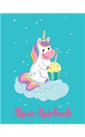 Music Notebook: Music Notebook: Unicorn Blank Sheet Music Staff Manuscript Paper, Musicians Notebook, Music Journal, Treble Clef Music Paper, 100 pages (Notebook fo