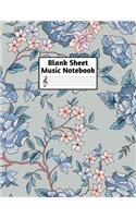 Blank Sheet Music Notebook: Easy Blank Staff Manuscript Book Large 8.5 X 11 Inches Musician Paper Wide 12 Staves Per Page for Piano, Flute, Violin, Guitar, Trumpet, Drums, Cell
