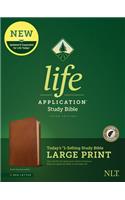 NLT Life Application Study Bible, Third Edition, Large Print (Red Letter, Genuine Leather, Brown, Indexed)