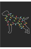 Vizsla with Christmas Lights - Christmas Notebook - Vizsla Diary - Dog Journal - Christmas Gift for Dog Lover: Medium College-Ruled Journey Diary, 110 page, Lined, 6x9 (15.2 x 22.9 cm)