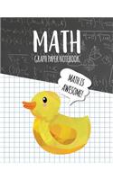Math Graph Paper Notebook: Blank Graph Note Book Pages - Rubber Duck Black Chalkboard(295 4x4 Graph Composition Notebook for Kids)