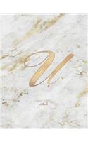 Graph Paper Notebook: Marble Elegant Gold Monogram Letter U Grid and Quad Rule (8.5x11) Composition Notebook for Students