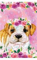 Bullet Journal Notebook for Dog Lovers Bulldog Puppy in Flowers 3