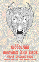 Woodland Animals and Birds - Adult Coloring Book - Buffalo, Guinea pig, Rhino, Panther, other