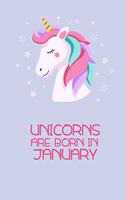 Unicorns are born in January: Notizbuch liniert A5