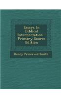 Essays in Biblical Interpretation - Primary Source Edition