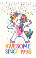 Awesome Since 1998 Notebook Dabbing Unicorn Birthday Gift