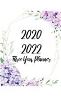2020-2022 Three Year Planner: Purple Flowers, 36 Months Appointment Calendar, Agenda Schedule Organizer Logbook, Business Planners and Journal With Holidays and inspirational Quo