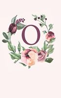 O: Monogram Sketchbook - 110 Sketchbook Pages (6 x 9) - Soft Pink Roses and Peonies in a Watercolor Monogram Sketch Notebook - Personalized Initial Let