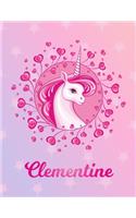 Clementine: Unicorn Large Blank Primary Handwriting Learn to Write Practice Paper for Girls - Pink Purple Magical Horse Personalized Letter C Initial Custom Fir