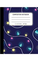 Composition Notebook: Glowing Light String Softcover- 100 Wide Ruled Line Pages - School, High School and College Composition Book - 7.5 x 9.25" for Kids, Teenagers or Ad