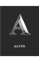 Alvin: 2 Year Weekly Planner with Note Pages (24 Months) - Silver Effect Personalized Custom Letter A Initial First Name - 2020 - 2021 - Week Planning - Mo