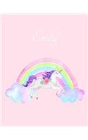 Emily: Emily's Name Personalized Cute Unicorn Pink Cover Writing Notebook 50 Wide Ruled Lined Pages 8.5" x 11" Journal for Study Taking Notes Girls Unicorn