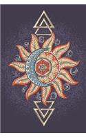 Grimoire Journal - Blank Book of Shadows: Sun & Moon Symbol Spell Book