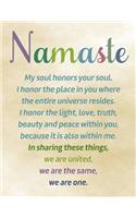 Namaste, Line ruled Inspirational Buddha quote journal notebook, 8.5x11 in, 110 undated pages