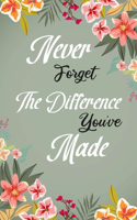 Never Forget The Difference You've Made: : Retirement & Appreciation Gifts for Women and Professionals Who Have Made a Big Impact on People's Lives./ 6 x 9 inch, 120 Pages /Retirement gifts