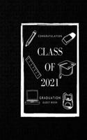 Class of 2021 Graduation Guest Book -- Congratulations graduate 2021 Class of 2021 Graduation Guest Book Black Pages for Thoughts and Memories Advice and Well Wishes Guest Book Messages Gift Log Tracker, Picture Frame and Address Space