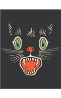 Notebook: Vintage Halloween Scary Black Cat Horror Journal & Doodle Diary; 120 College Ruled Pages for Writing and Drawing - 8.5x11 in.