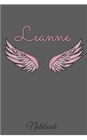 Leanne Notebook: A beautiful personalized angel wings soft cover notebook with 100 lined pages in 6x9 inch format. Personal Diary Personalized Journal Customized Jou
