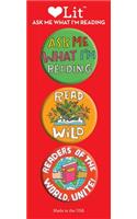 Ask Me What I'm Reading 3 Badge Set: LoveLit Button Assortment