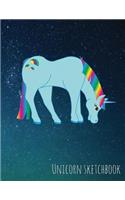 Unicorn Sketchbook - Blue Unicorn In Space