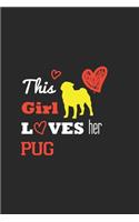 This Girl Loves her pug / Funny pug Lovers Notebook gift
