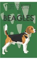 Life Is Better With Beagles: Cute Beagle Dog Lover Journal / Notebook / Diary Perfect for Birthday Card Present or Christmas Gift Support Mans Best Friend and The Greatest Pets 