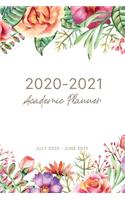 2020-2021 Academic Planner: Flower Watercolor Cover, 2020-2021 Daily Weekly Monthly Planner Academic Year, 12 Months Agenda, Diary Goals Calendar and Yearly Overview Organizer,(7 2020-2021 Academic Year Weekly & Monthly Planner, July 2020 - June 2021)