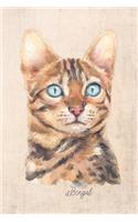 Bengal Cat Portrait Notebook: Blank Lined Journal for Cat Lovers, Cat Mom, Cat Dad and Pet Owners - 6x9 with College Ruled Pages(9 Watercolor Cat Journals)