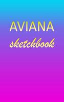 Aviana: Sketchbook - Blank Imaginative Sketch Book Paper - Pink Blue Gold Custom Letter A Personalized Cover - Teach & Practice Drawing for Experienced & As