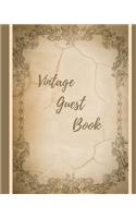 Vintage Guest Book: Blank Lined 8 x 10 Vintage Guest book to record all your special moments