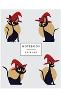 Notebook cate cat: Black cats on grey cover and Lined pages, Extra large (8.5 x 11) inches, 110 pages, White paper(5 Black Cats on Grey Notebook)