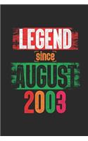Legend Since August 2003: Graph Ruled Notebook - Journal 16th Birthday for Woman and Men
