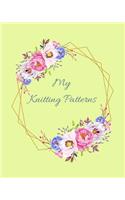 My Knitting Patterns: Knitting Pattern 4:5 Graph Paper Journal. Blank Knitting Book for Designs & Patterns for Knitting Lovers. Lime Green Design with Floral Frame